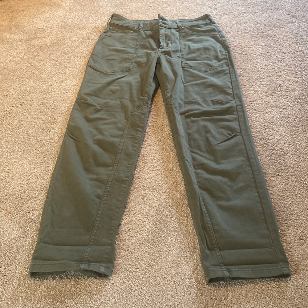 Anthropologie Pilcro Cotton Straight Leg Pants Army Green Sz 26 - Picture 6 of 11